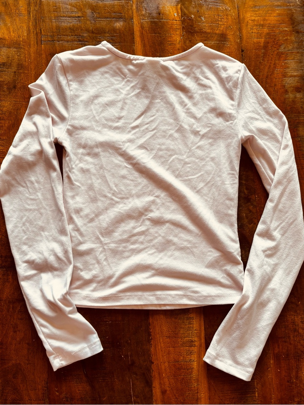 Women’s Long-Sleeve Crew Neck Top - Light Pale Pink XS